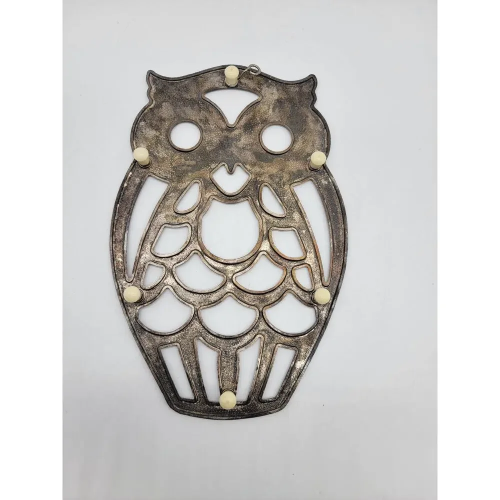 MCM Owl Trivet Leonard Silverplate Made in Italy Vintage Retro Wall Hanging